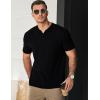 imageJMIERR Mens Waffle Cotton T Shirt VNeck Henley Shirt Short Sleeve Work Casual Tee ShirtsBlack