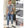 imageJMIERR Mens Waffle Cotton T Shirt VNeck Henley Shirt Short Sleeve Work Casual Tee ShirtsGrey