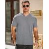 imageJMIERR Mens Waffle Cotton T Shirt VNeck Henley Shirt Short Sleeve Work Casual Tee ShirtsGrey