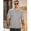 imageJMIERR Mens Waffle Cotton T Shirt VNeck Henley Shirt Short Sleeve Work Casual Tee ShirtsLight Grey