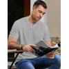 imageJMIERR Mens Waffle Cotton T Shirt VNeck Henley Shirt Short Sleeve Work Casual Tee ShirtsLight Grey