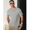 imageJMIERR Mens Waffle Cotton T Shirt VNeck Henley Shirt Short Sleeve Work Casual Tee ShirtsLight Grey