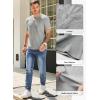 imageJMIERR Mens Waffle Cotton T Shirt VNeck Henley Shirt Short Sleeve Work Casual Tee ShirtsLight Grey