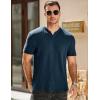imageJMIERR Mens Waffle Cotton T Shirt VNeck Henley Shirt Short Sleeve Work Casual Tee ShirtsNavy Blue