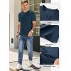 imageJMIERR Mens Waffle Cotton T Shirt VNeck Henley Shirt Short Sleeve Work Casual Tee ShirtsNavy Blue