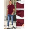 imageJMIERR Mens Waffle Cotton T Shirt VNeck Henley Shirt Short Sleeve Work Casual Tee ShirtsRed