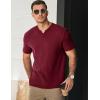 imageJMIERR Mens Waffle Cotton T Shirt VNeck Henley Shirt Short Sleeve Work Casual Tee ShirtsRed