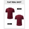 imageJMIERR Mens Waffle Cotton T Shirt VNeck Henley Shirt Short Sleeve Work Casual Tee ShirtsRed
