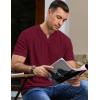 imageJMIERR Mens Waffle Cotton T Shirt VNeck Henley Shirt Short Sleeve Work Casual Tee ShirtsRed