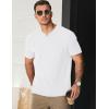 imageJMIERR Mens Waffle Cotton T Shirt VNeck Henley Shirt Short Sleeve Work Casual Tee ShirtsWhite