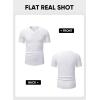 imageJMIERR Mens Waffle Cotton T Shirt VNeck Henley Shirt Short Sleeve Work Casual Tee ShirtsWhite