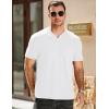 imageJMIERR Mens Waffle Cotton T Shirt VNeck Henley Shirt Short Sleeve Work Casual Tee ShirtsWhite