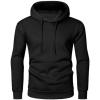 imageJMIERR Mens Casual Cotton Hooded Collar Drawstring Hoodies Pullover Sweatshirts Casual Long Sleeve ShirtsBlack