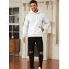 imageJMIERR Mens Casual Cotton Hooded Collar Drawstring Hoodies Pullover Sweatshirts Casual Long Sleeve ShirtsWhite