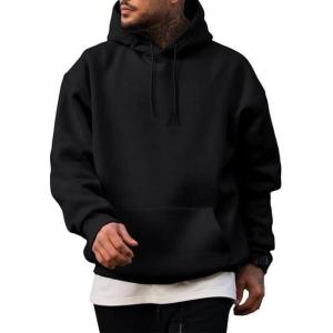 imageJMIERR Mens Casual Cotton Hooded Collar Drawstring Hoodies Pullover Sweatshirts Casual Long Sleeve ShirtsBlack