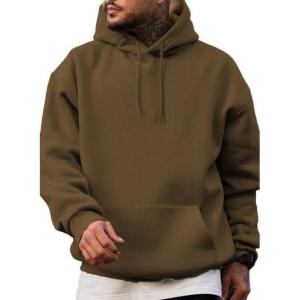 imageJMIERR Mens Casual Cotton Hooded Collar Drawstring Hoodies Pullover Sweatshirts Casual Long Sleeve ShirtsCoffee