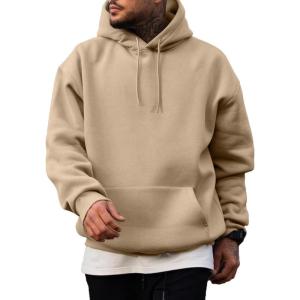 imageJMIERR Mens Casual Cotton Hooded Collar Drawstring Hoodies Pullover Sweatshirts Casual Long Sleeve ShirtsKhaki