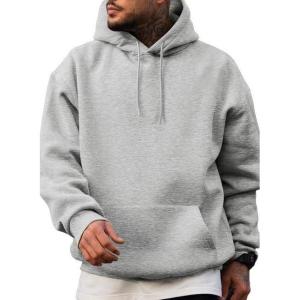 imageJMIERR Mens Casual Cotton Hooded Collar Drawstring Hoodies Pullover Sweatshirts Casual Long Sleeve ShirtsLight Grey