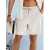 imageJMIERR Mens Casual 7quot Shorts Summer Drawstring Elastic Waist Beach Sweat Shorts Texture with PocketsApricot