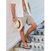 imageJMIERR Mens Casual 7quot Shorts Summer Drawstring Elastic Waist Beach Sweat Shorts Texture with PocketsLight Khaki