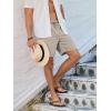 imageJMIERR Mens Casual 7quot Shorts Summer Drawstring Elastic Waist Beach Sweat Shorts Texture with PocketsLight Khaki