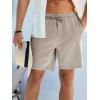 imageJMIERR Mens Casual 7quot Shorts Summer Drawstring Elastic Waist Beach Sweat Shorts Texture with PocketsLight Khaki