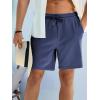 imageJMIERR Mens Casual 7quot Shorts Summer Drawstring Elastic Waist Beach Sweat Shorts Texture with PocketsNavy Blue
