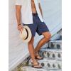 imageJMIERR Mens Casual 7quot Shorts Summer Drawstring Elastic Waist Beach Sweat Shorts Texture with PocketsNavy Blue
