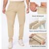 imageJMIERR Mens Casual Elastic Waist Pants Water Resistant QuickDry Lightweight Outdoor Golf Pant with Zipper PocketsBeige