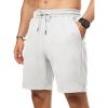 imageJMIERR Mens Casual 7quot Shorts Summer Drawstring Elastic Waist Beach Sweat Shorts Texture with PocketsWhite