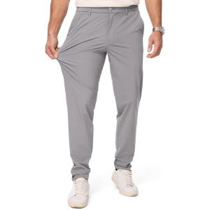 imageJMIERR Mens Casual Elastic Waist Pants Water Resistant QuickDry Lightweight Outdoor Golf Pant with Zipper PocketsGrey