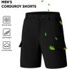 imageJMIERR Mens Cargo Shorts Corduroy Casual Elastic Waist Lightweight Outdoor Hiking Work ShortBlack