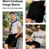 imageJMIERR Mens Cargo Shorts Corduroy Casual Elastic Waist Lightweight Outdoor Hiking Work ShortBlack