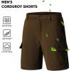 imageJMIERR Mens Cargo Shorts Corduroy Casual Elastic Waist Lightweight Outdoor Hiking Work ShortCoffee