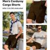 imageJMIERR Mens Cargo Shorts Corduroy Casual Elastic Waist Lightweight Outdoor Hiking Work ShortCoffee