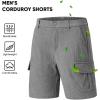 imageJMIERR Mens Cargo Shorts Corduroy Casual Elastic Waist Lightweight Outdoor Hiking Work ShortGrey
