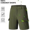 imageJMIERR Mens Cargo Shorts Corduroy Casual Elastic Waist Lightweight Outdoor Hiking Work ShortJungle Green