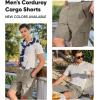 imageJMIERR Mens Cargo Shorts Corduroy Casual Elastic Waist Lightweight Outdoor Hiking Work ShortKhaki