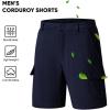 imageJMIERR Mens Cargo Shorts Corduroy Casual Elastic Waist Lightweight Outdoor Hiking Work ShortNavy Blue