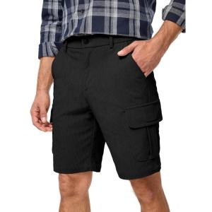 imageJMIERR Mens Cargo Shorts Corduroy Casual Elastic Waist Lightweight Outdoor Hiking Work ShortBlack