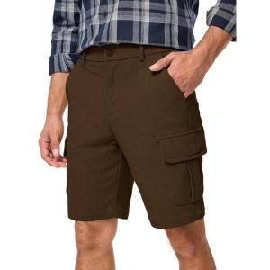 imageJMIERR Mens Cargo Shorts Corduroy Casual Elastic Waist Lightweight Outdoor Hiking Work ShortCoffee
