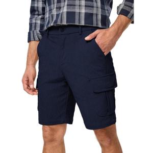 imageJMIERR Mens Cargo Shorts Corduroy Casual Elastic Waist Lightweight Outdoor Hiking Work ShortNavy Blue
