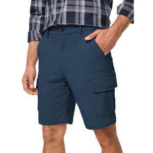 imageJMIERR Mens Cargo Shorts Corduroy Casual Elastic Waist Lightweight Outdoor Hiking Work ShortSail Blue