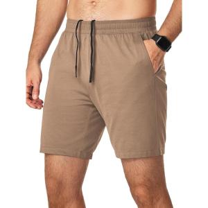 imageJMIERR Mens Running Shorts 7 Inch Lightweight Quick Dry Workout Summer Athletic Gym Shorts with Zipper PocketKhaki