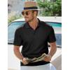 imageJMIERR Mens Casual Polo Shirt Summer Short Sleeve Vacation Button Beach Knit Stretchy Golf Shirts0 Black