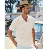 imageJMIERR Mens Casual Polo Shirt Summer Short Sleeve Vacation Button Beach Knit Stretchy Golf ShirtsA Beige