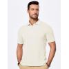 imageJMIERR Mens Casual Polo Shirt Summer Short Sleeve Vacation Button Beach Knit Stretchy Golf ShirtsA Beige
