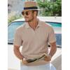 imageJMIERR Mens Casual Polo Shirt Summer Short Sleeve Vacation Button Beach Knit Stretchy Golf ShirtsA Light Brown