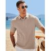 imageJMIERR Mens Casual Polo Shirt Summer Short Sleeve Vacation Button Beach Knit Stretchy Golf ShirtsA Light Brown