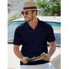 imageJMIERR Mens Casual Polo Shirt Summer Short Sleeve Vacation Button Beach Knit Stretchy Golf ShirtsB Blue